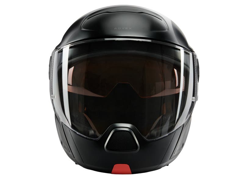 Can-Am Advex modular helmet black front view with tinted flip-up visor DOT ECE