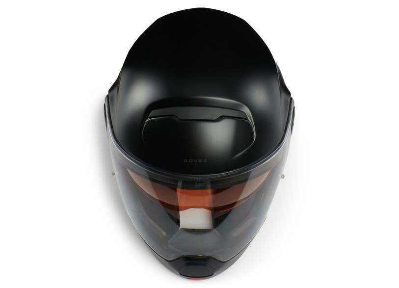 Can-Am Advex full-face motorcycle helmet in black with tinted visor, front view