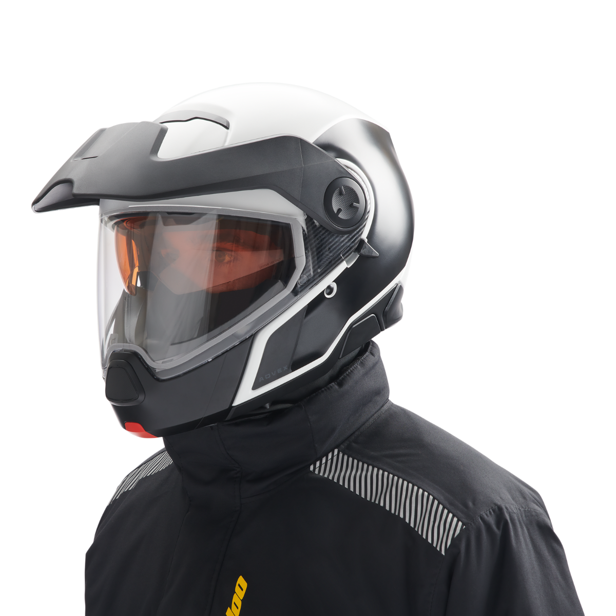 Ski-Doo Advex Sport Helmet in White 929129, worn, side view