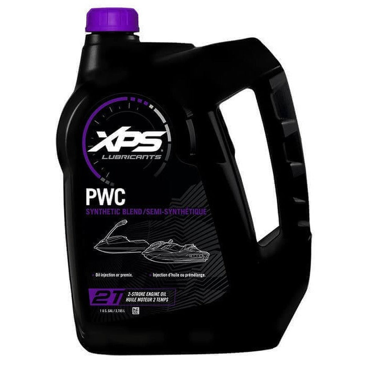XPS Marine 2T PWC synthetic blend oil jug for 2-stroke Sea-Doo watercraft, purple cap, 1 gallon