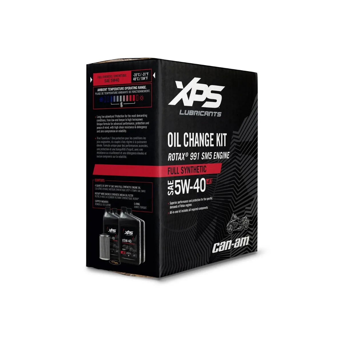 XPS Spyder 4T 5W-40 Full Synthetic Oil Change Kit for Rotax 991 (SM5) engine, 9779482