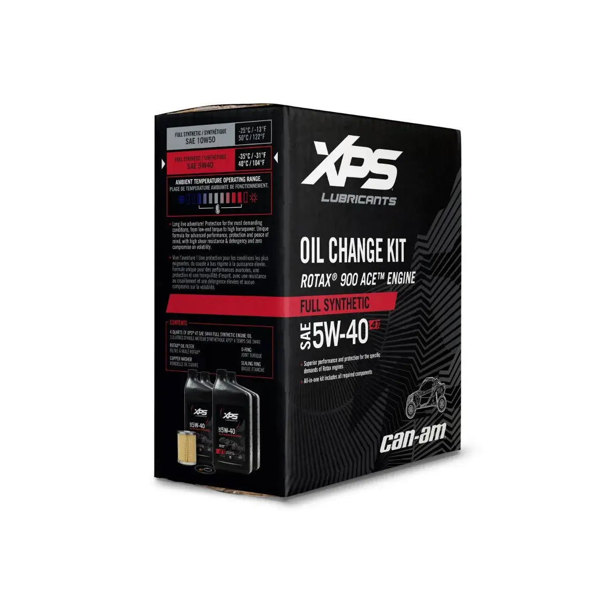 Can-Am XPS oil change kit box for Rotax 900 ACE engine, 5W-40 full synthetic