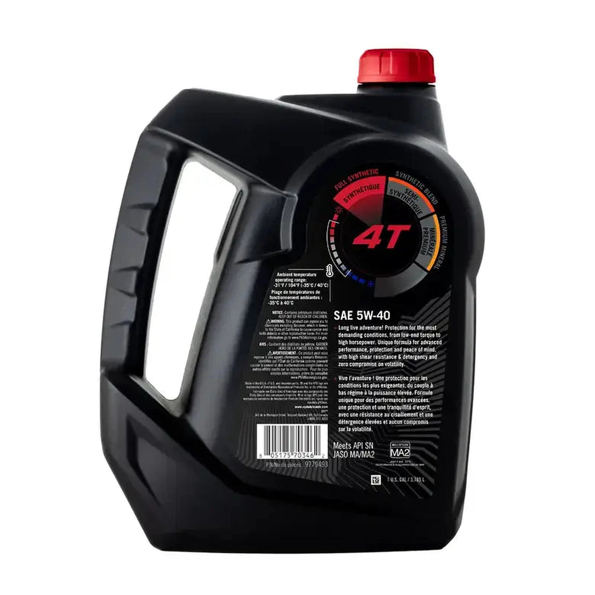 XPS 4T full synthetic oil SAE 5W-40 jug with red cap for Sea-Doo Can-Am, 1 US gallon
