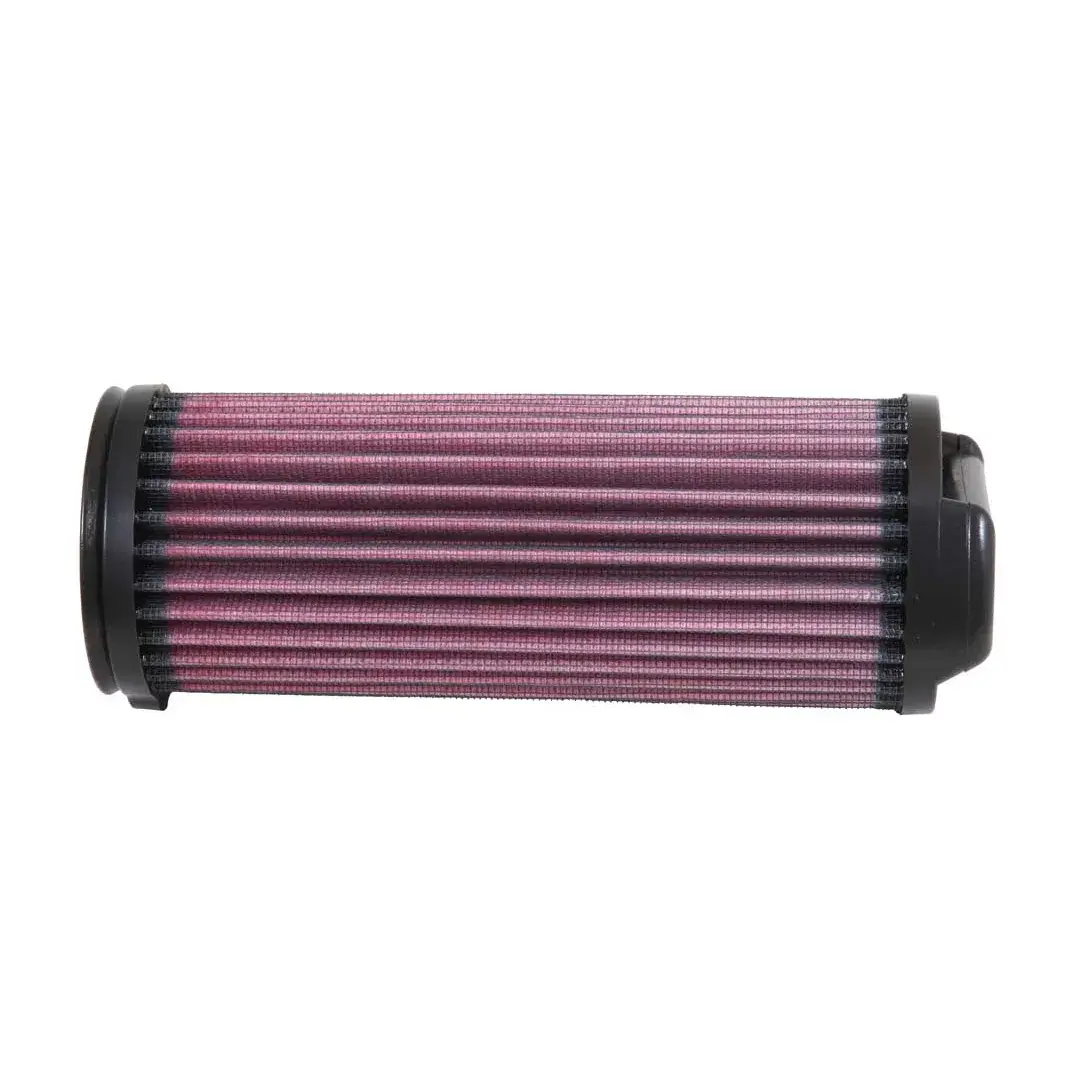 Purple air filter with black ends on a white background