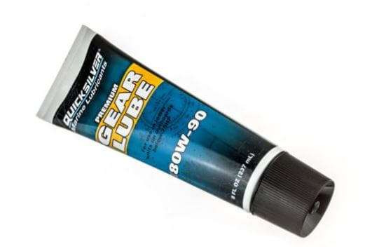 Tube of Quicksilver Gear Lube on a white background