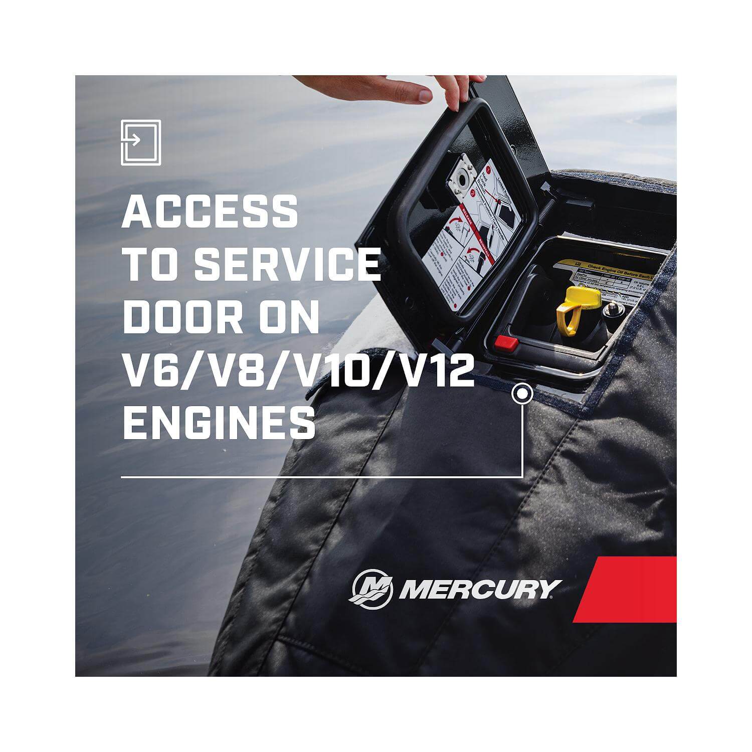Mercury Marine Vented Splash Cover for 3.4L V6 225hp FourStroke Outboard Engines, Black, 8M0228512