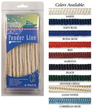 Unicord Solid Braid MFP Fender Line 3/8 X 6' White for Marine, Nylon Pair - 459995
