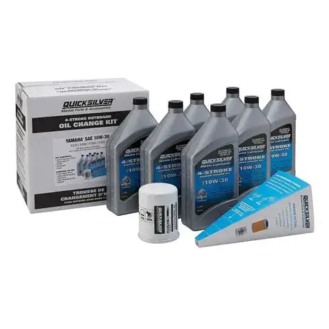 Quicksilver 10W-30 4-Stroke Oil Change Kit for Yamaha Outboard Engines F225-F300, 7 Litres kit view with packaging