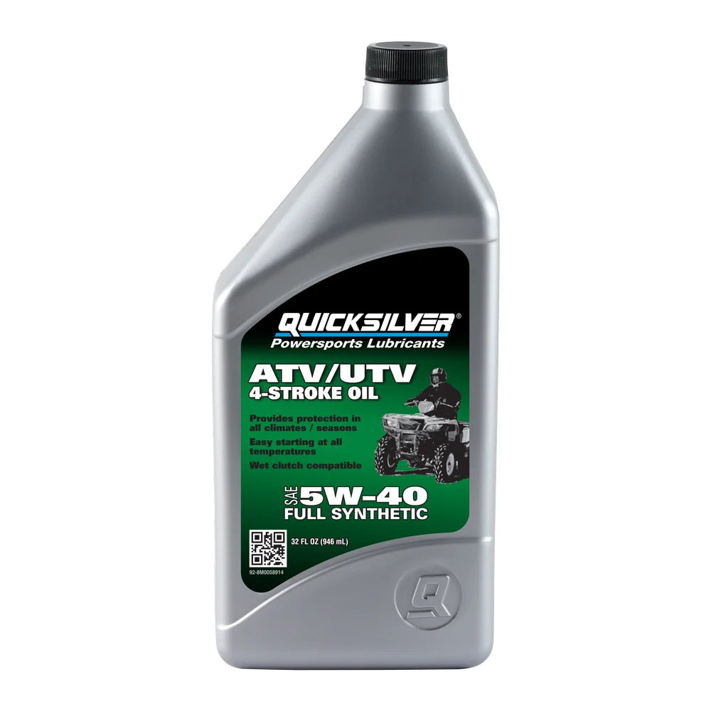 Quicksilver 8M0058914  ATV/UTV 4 Stroke Oil 5W-40 Full Synthetic Oil, 1 Quart