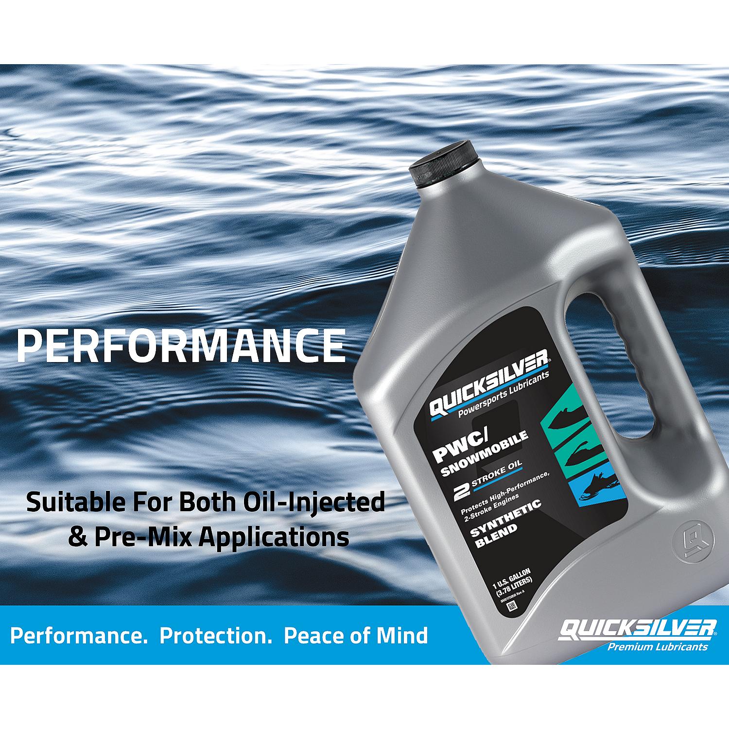 Quicksilver 2-Stroke PWC/Snowmobile Engine Oil, Premium Synthetic Blend, 1 Quart - 8M0166406