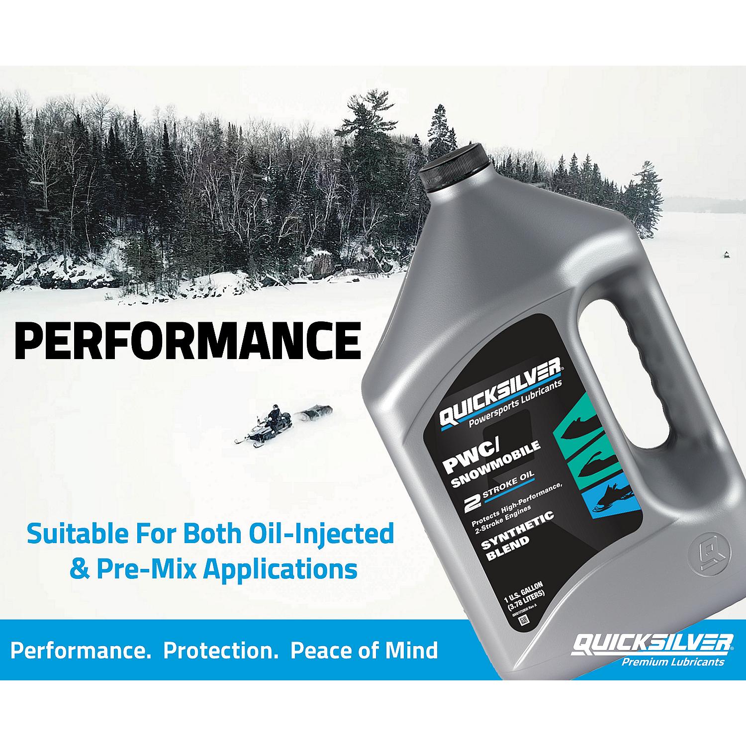 Quicksilver 2-Stroke PWC/Snowmobile Engine Oil, Premium Synthetic Blend, 1 Gallon - 8M0175743