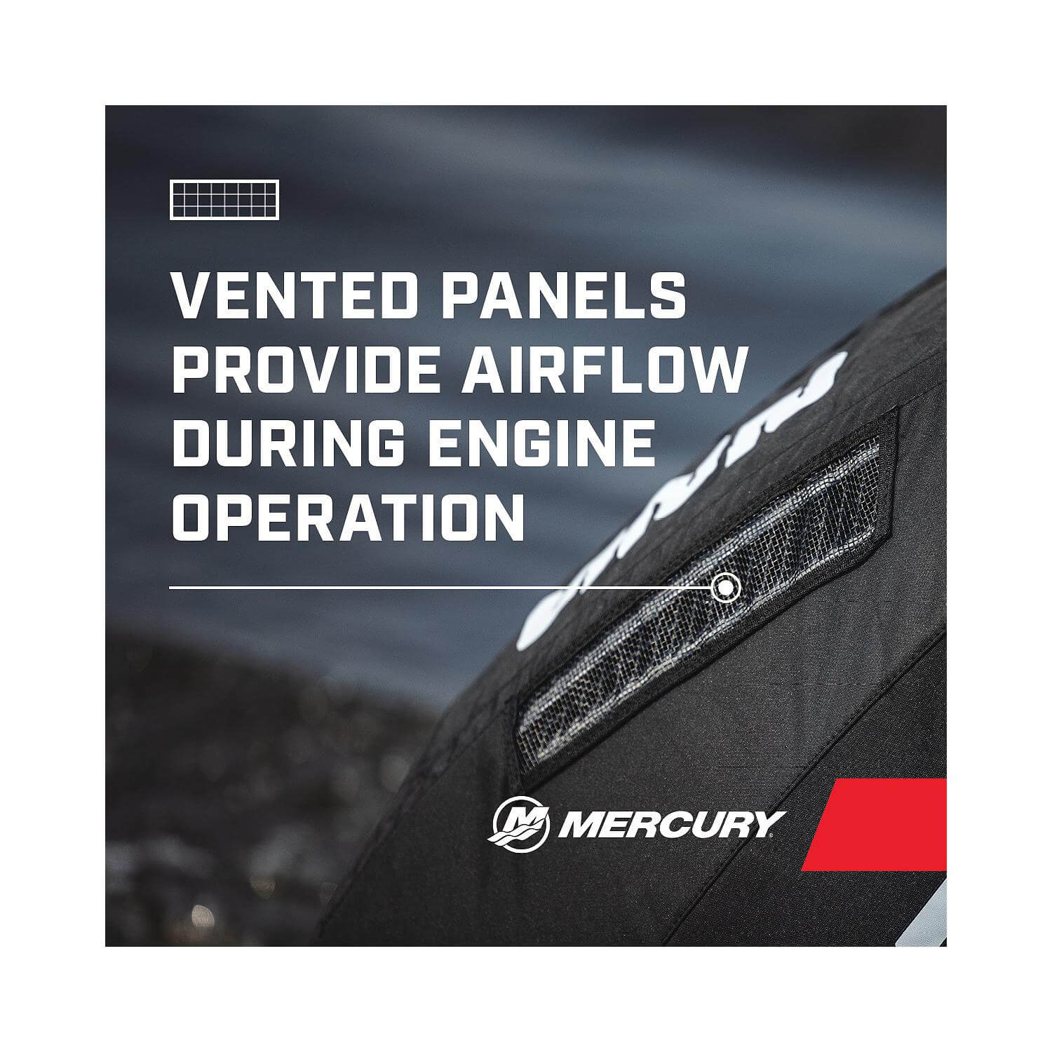Mercury Marine Vented Splash Cover for 150hp FourStroke Outboard Engines, Black, 8M0228510