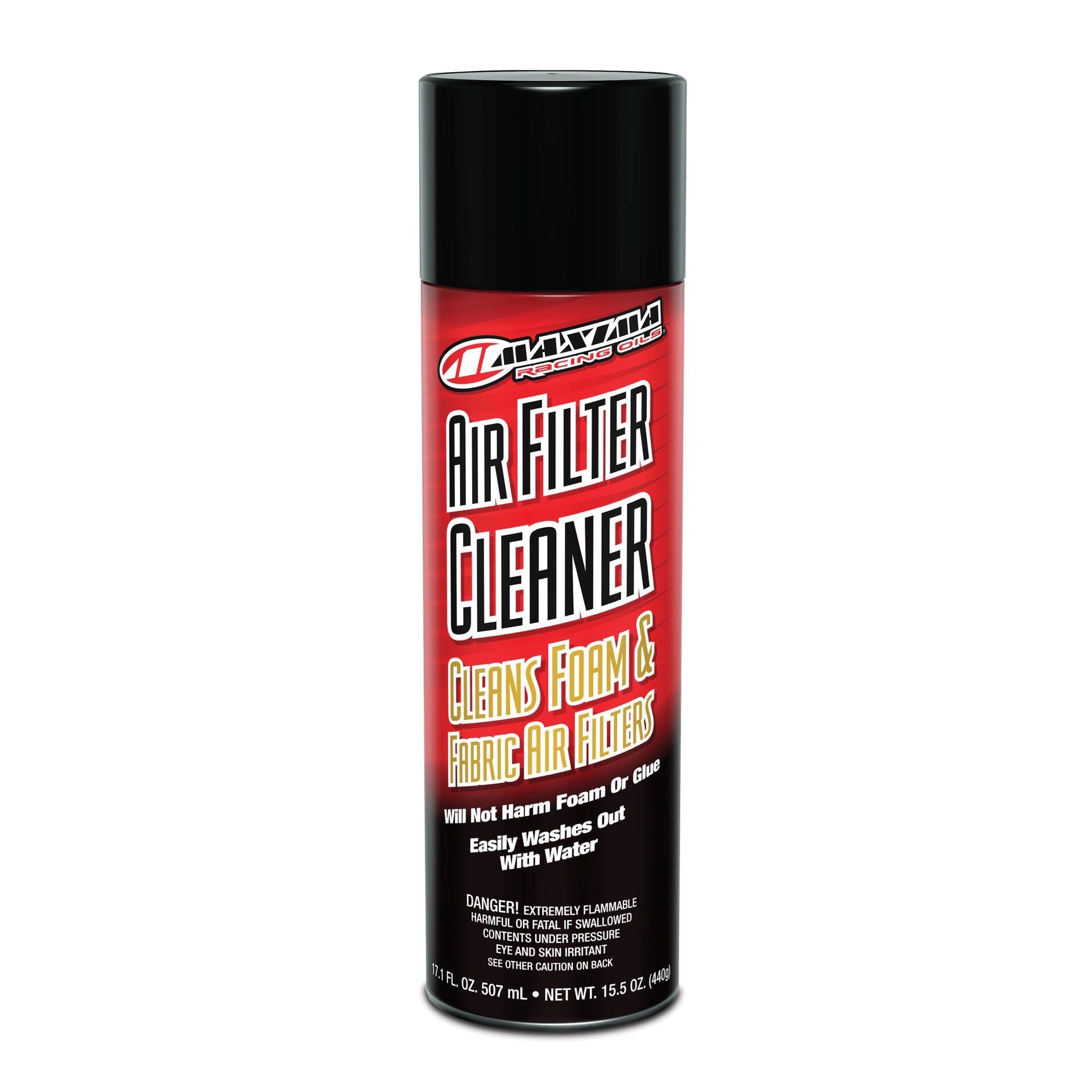 red can of maxima air filter cleaner on white background