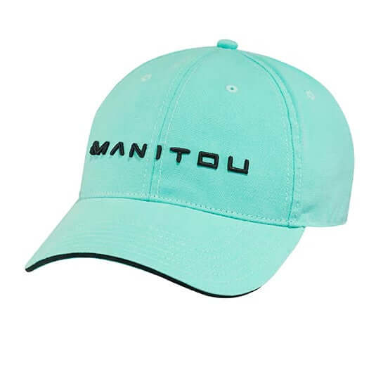 Mint green cap with 'Manitou' logo on a white background
