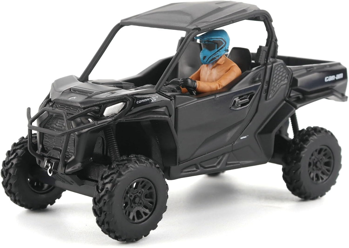 Diecast Masters Can-Am Commander XT 1000R 1:32 diecast model in black #60030 with driver figure, front three-quarter view