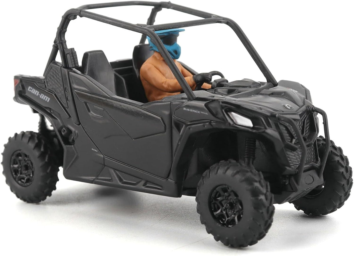 Diecast Masters Can-Am Maverick Trail DPS 1000 1:32 diecast model in black #60028, front three-quarter view showing front bumper