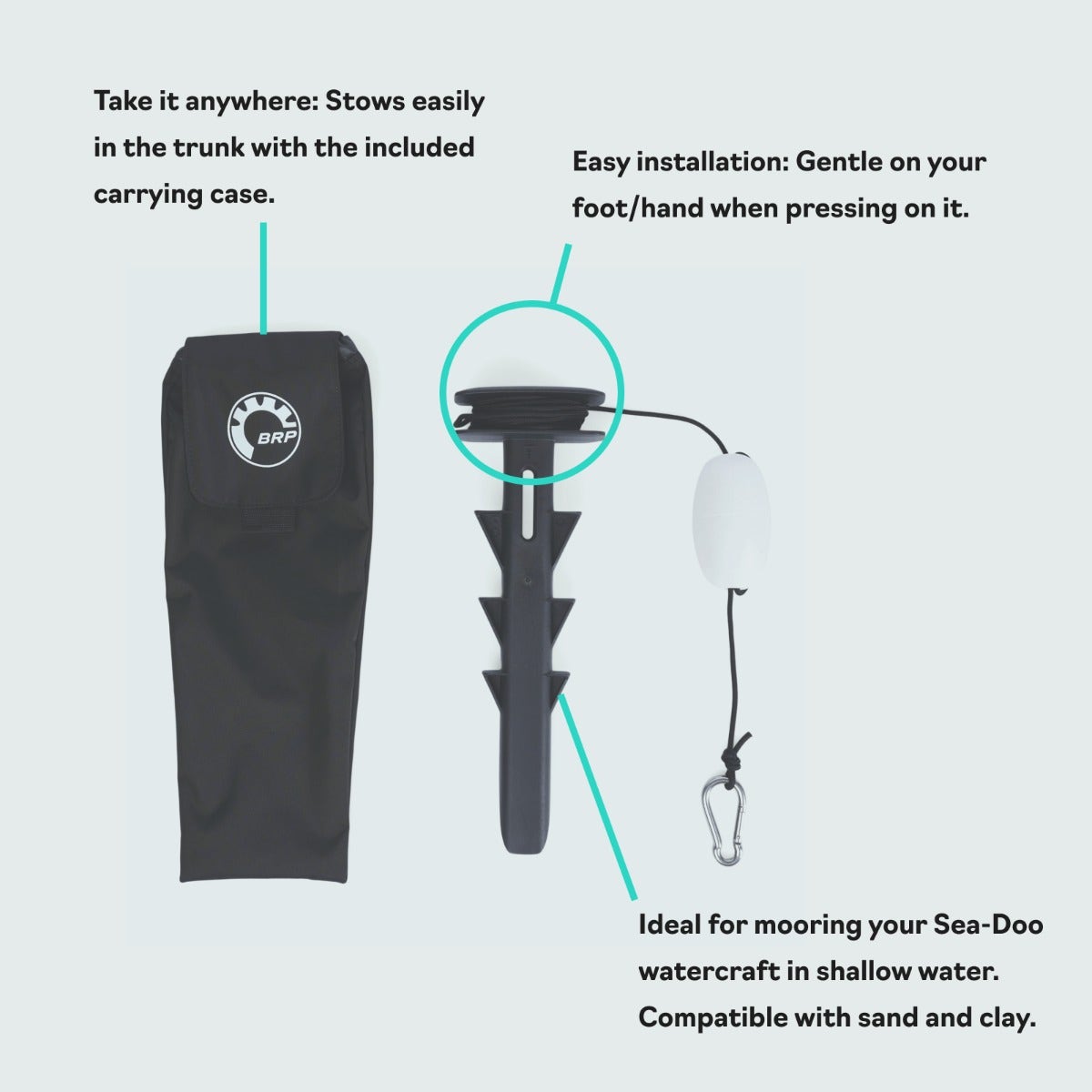 Sea-Doo Spike Anchor PWC - Portable Shoreline Anchor with 25 ft Rope, 295101255