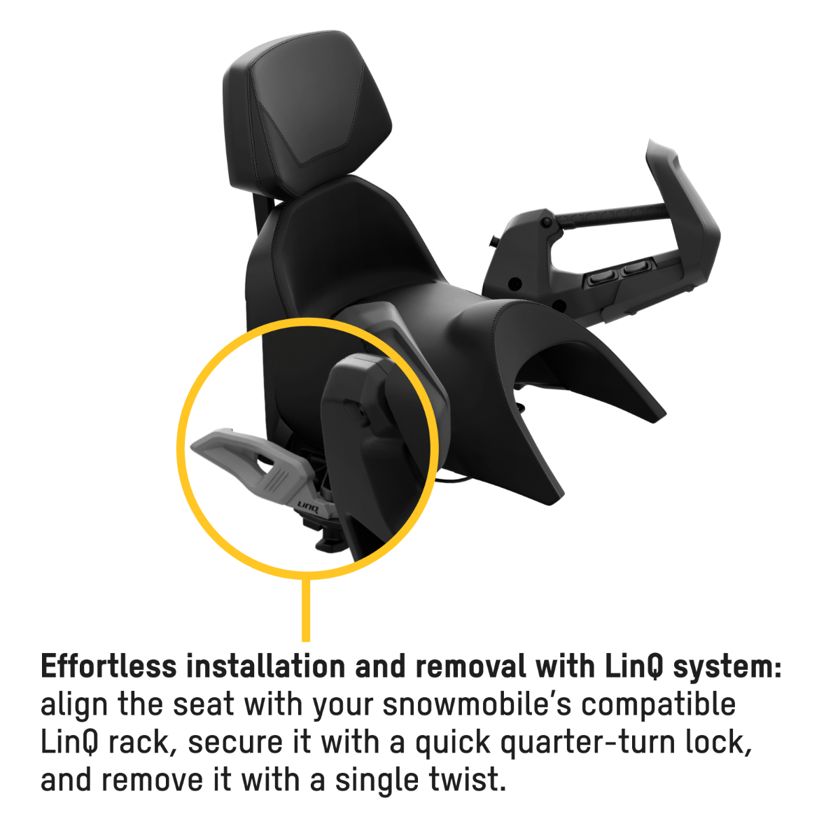 Ski-Doo Trail LinQ Passenger Premium Heated Seat 860202536, LinQ installation