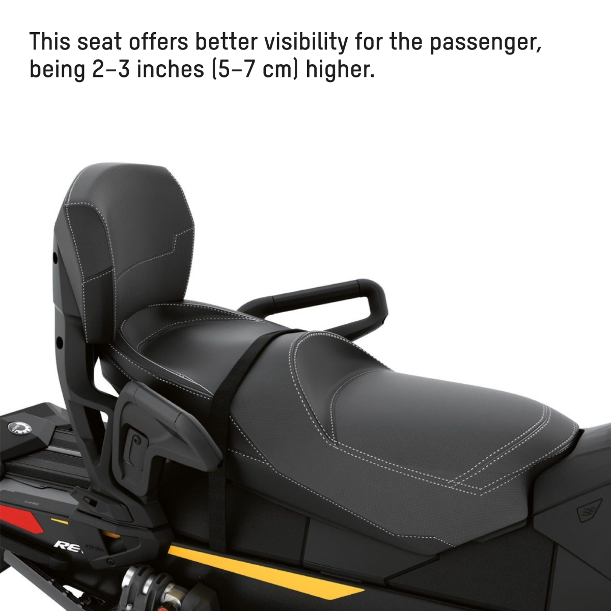 Ski-Doo Trail LinQ 1 + 1 Seat with Backrest 860202347, raised passenger position