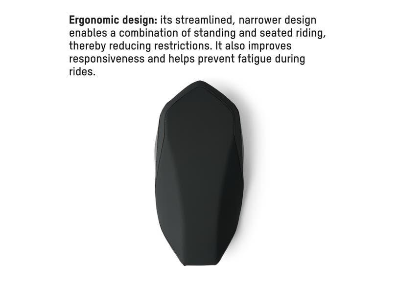 Ski-Doo Deep Snow Compact Seat in black, narrow ergonomic top view, part 860202344