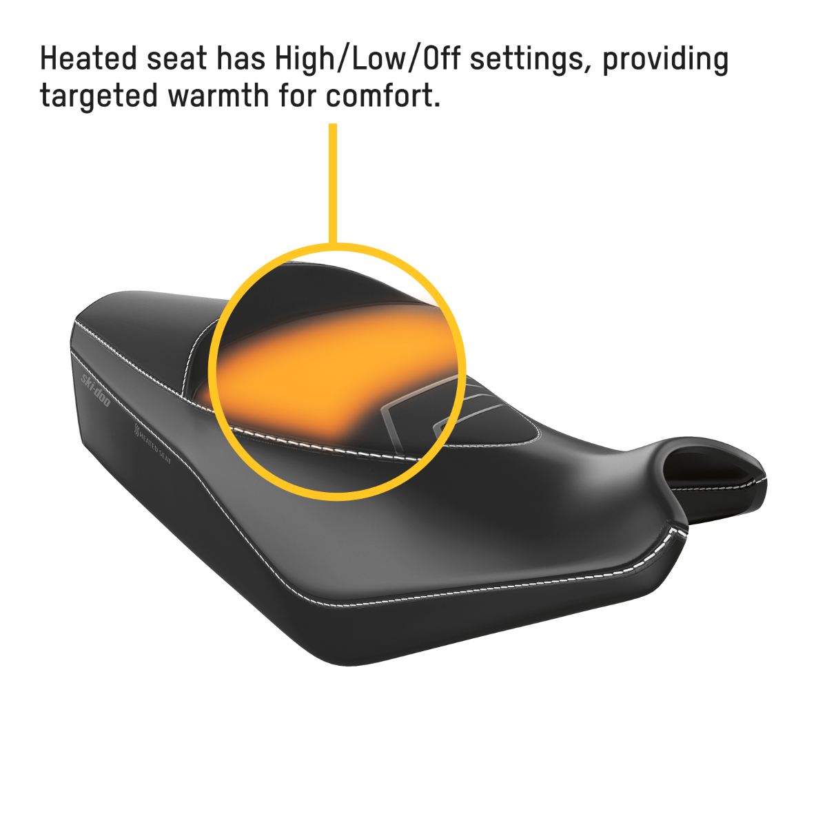 Ski-Doo Trail Wide Heated Seat with Storage 860201633, heat settings