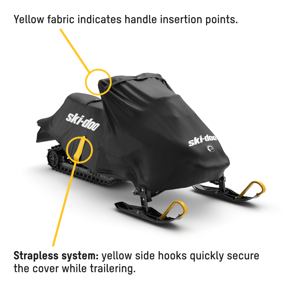 Ski-Doo RAP-Clip Cover for Youth 860202553, strapless system and handle points