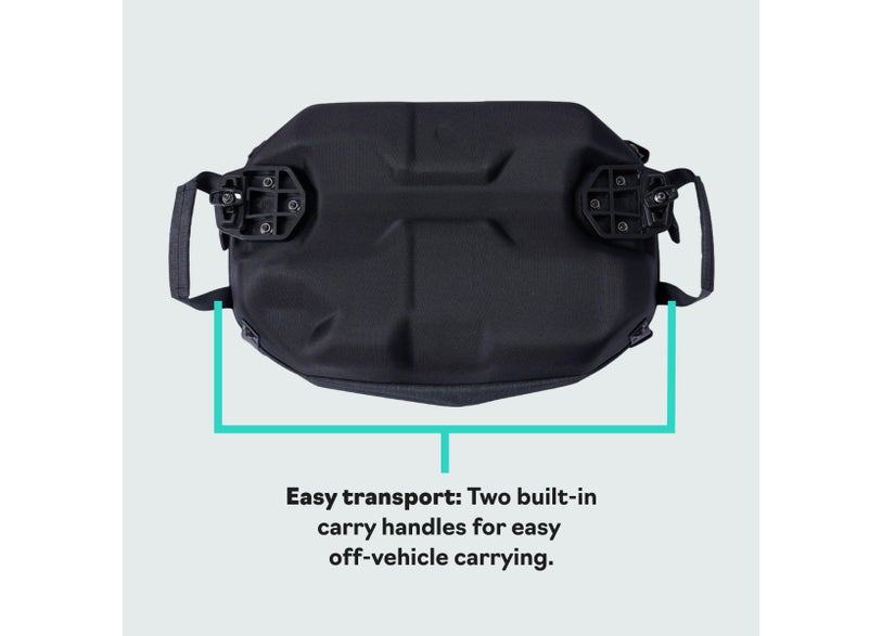 Sea-Doo LinQ 5.3 gal semi-rigid cooler back view with built-in carry handles and LinQ mounts