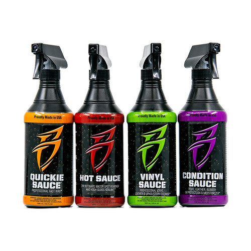 Bling Sauce 4 pack detailing kit Quickie Hot Vinyl Condition Sauce spray bottles 32oz