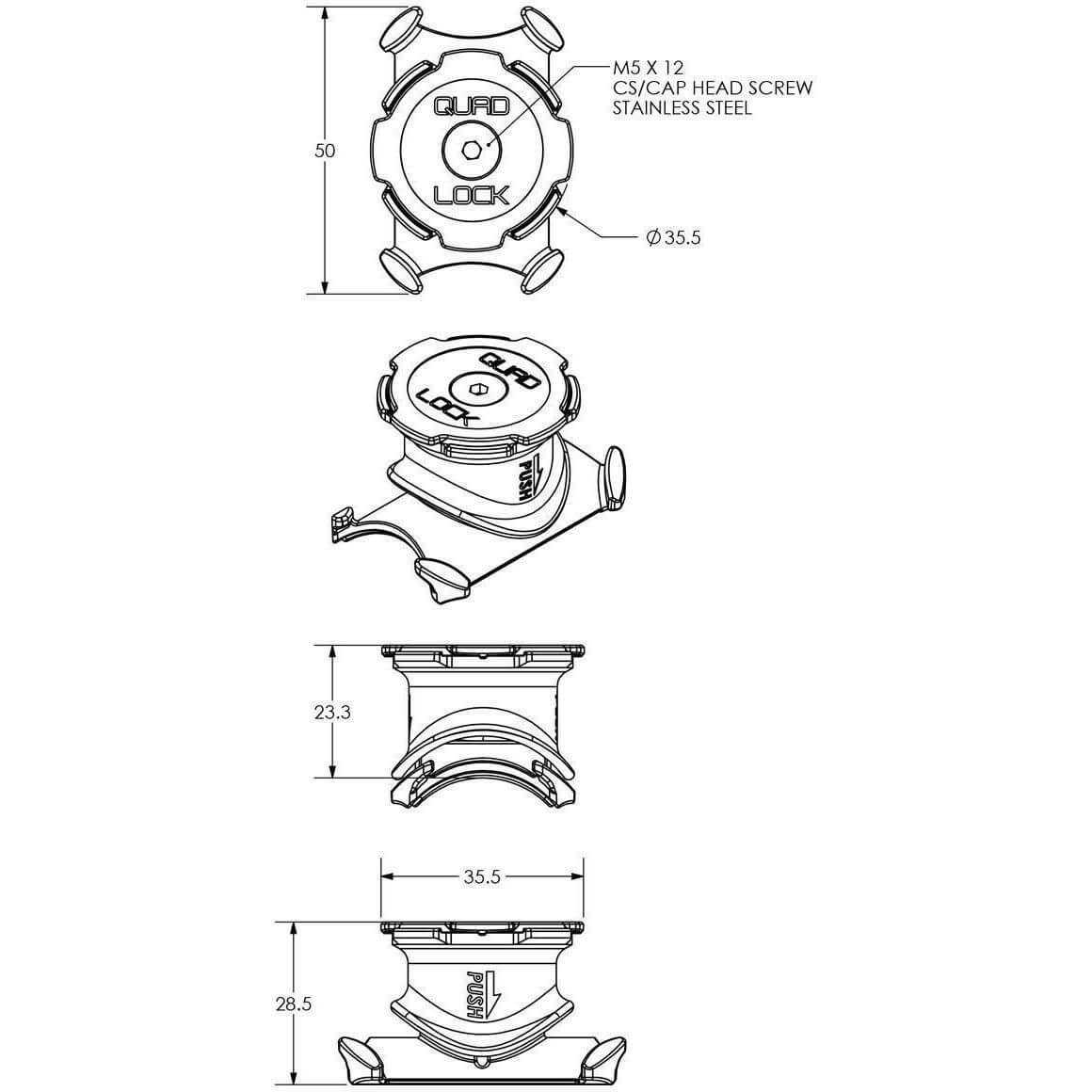 Quad Lock Handlebar/Stem Mount for Bike