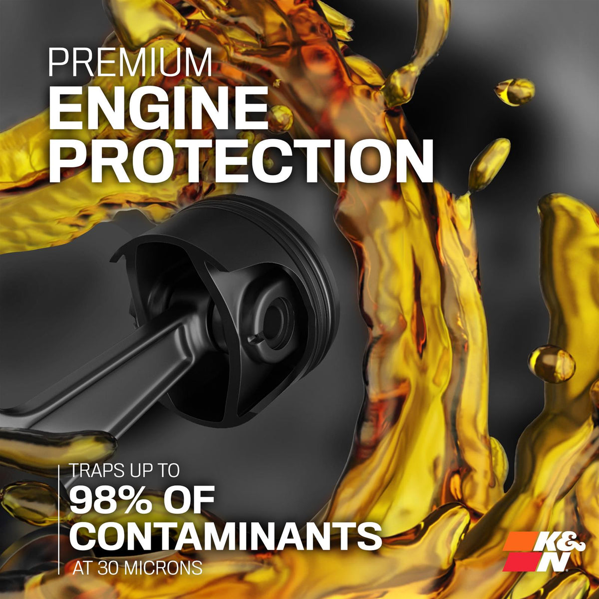 K&N oil filter traps up to 98% of contaminants at 30 microns, KN-171C