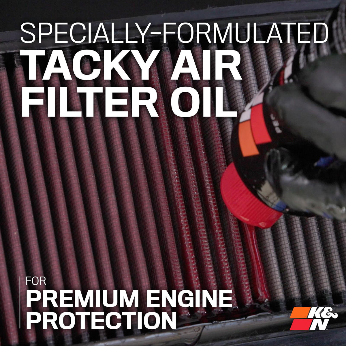 K&N tacky red air filter oil for premium engine protection