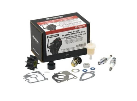 Mercury Marine outboard maintenance kit on a white background