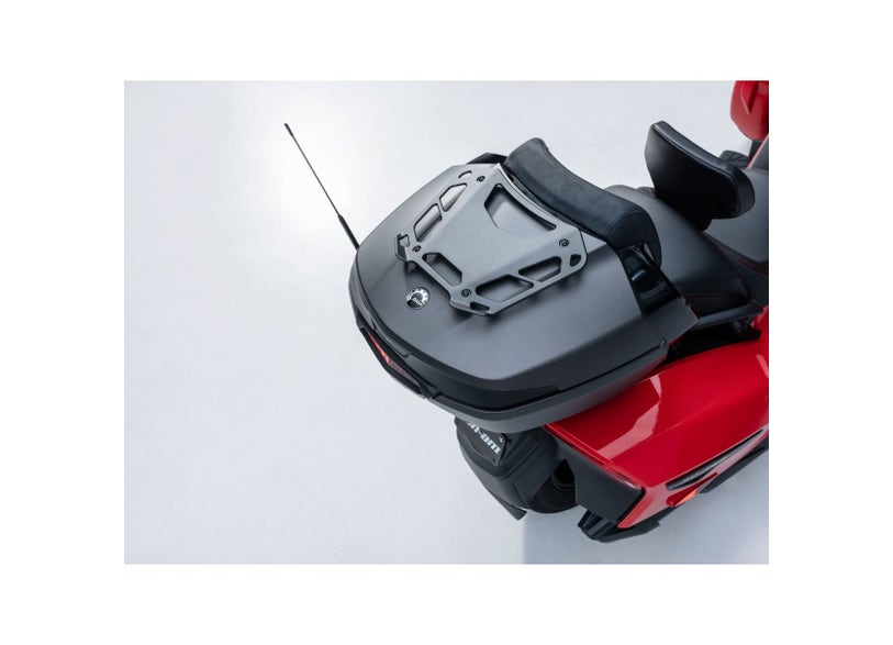 Can-Am Spyder top case luggage rack mounted on F3-T rear trunk, red model
