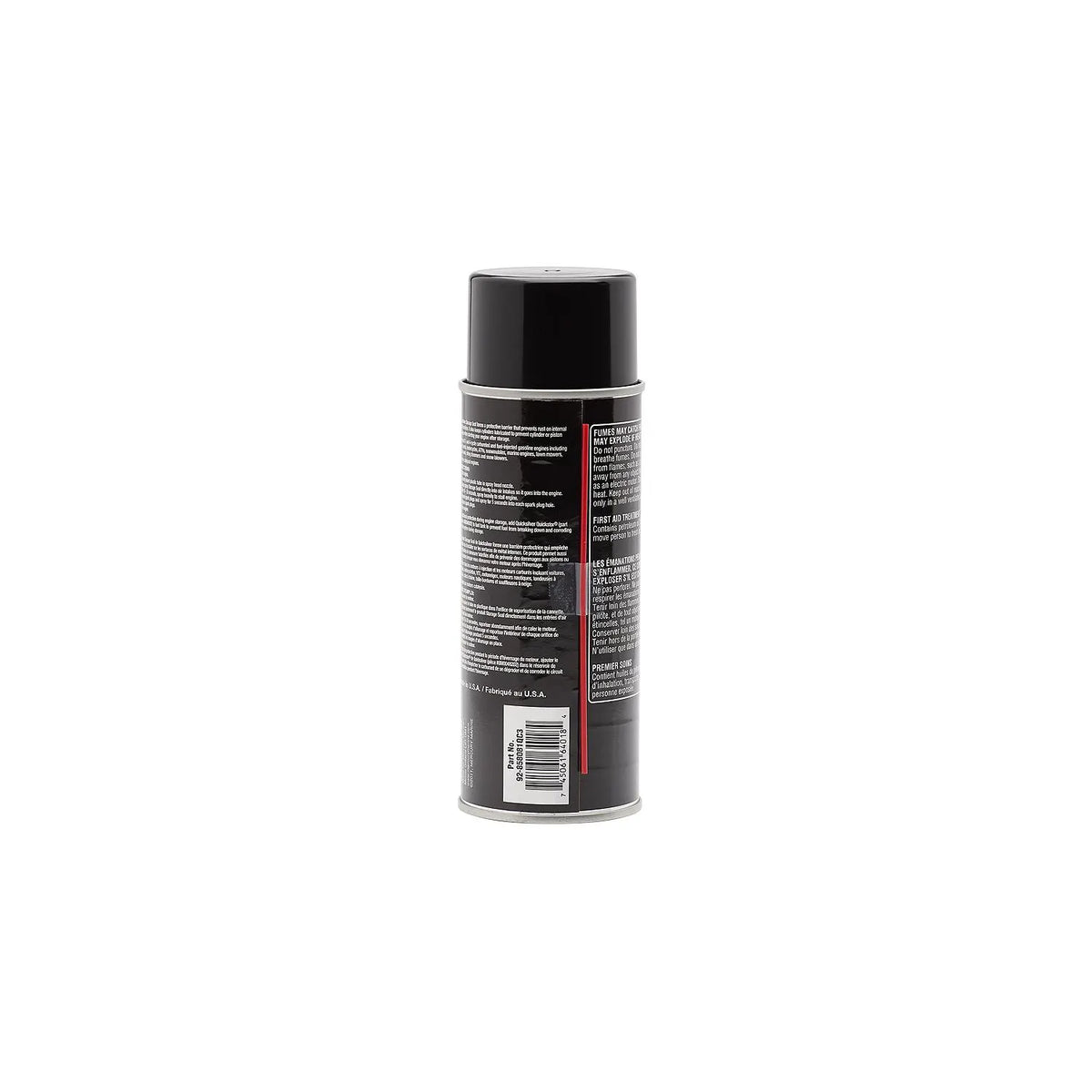 Quicksilver aerosol spray can back label, part number and barcode