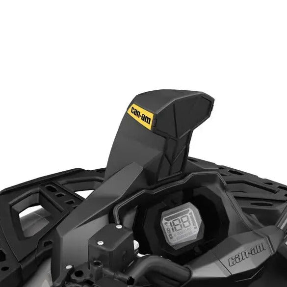 Can-Am Outlander ATV snorkel kit installed close-up with digital gauge display