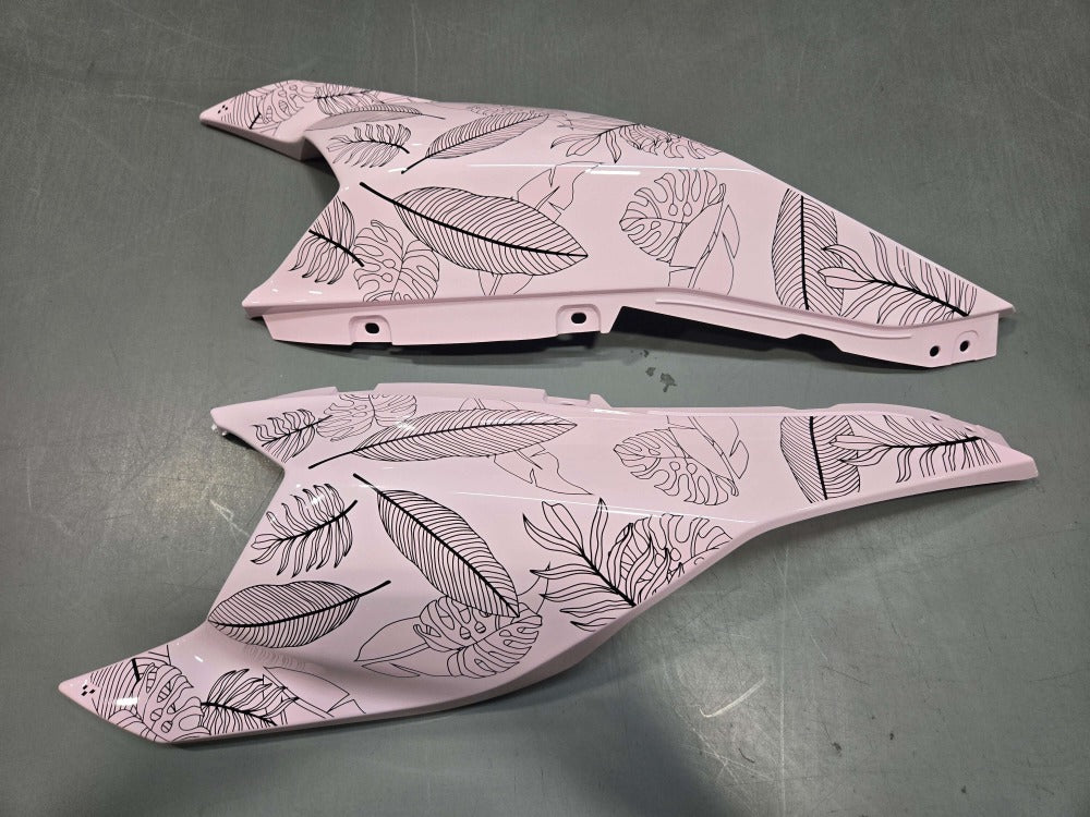 Can-Am Ryker side panel kit pink bloom floral print left and right panels top view