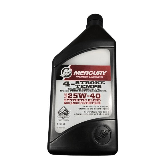 Mercury Marine 4-Stroke 25W-40 synthetic blend engine oil 1 quart bottle 8M0078641