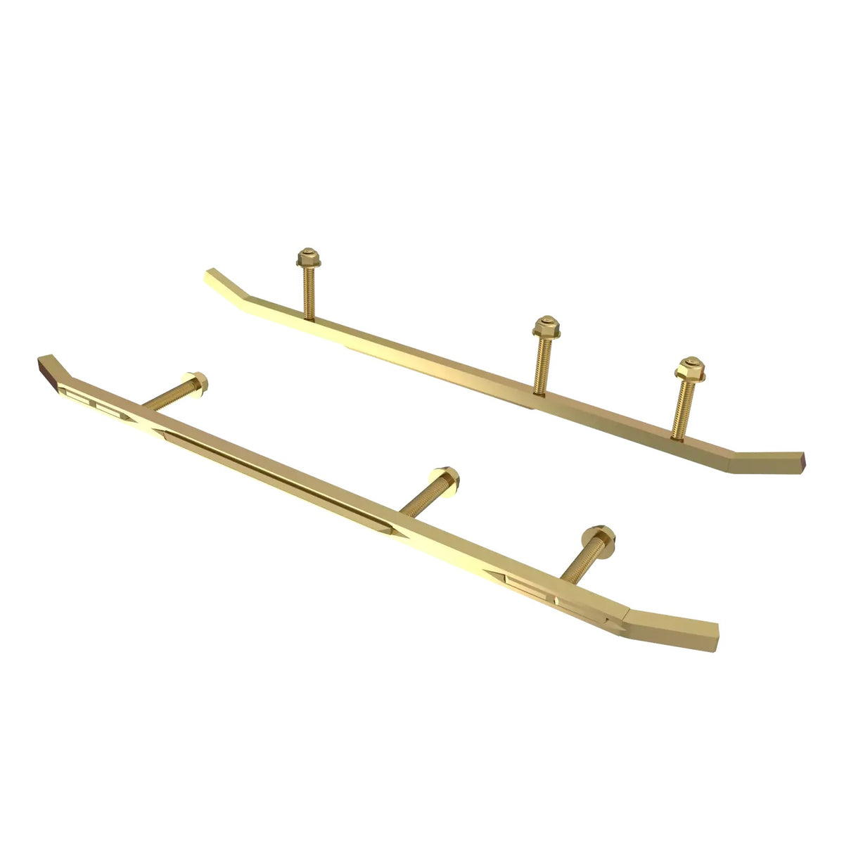 Ski-Doo Rush carbide runner pair gold anodized aluminum skis with mounting bolts