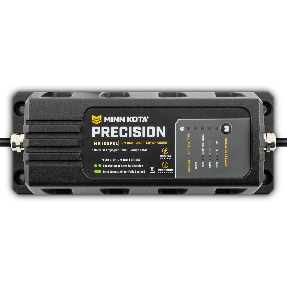 Minn Kota Precision MK106PCL 1-bank 6-amp on-board battery charger front view