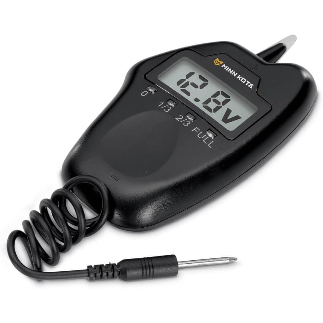 Minn Kota MK-BM-1D digital battery meter with LCD voltage display and coiled test probe cable