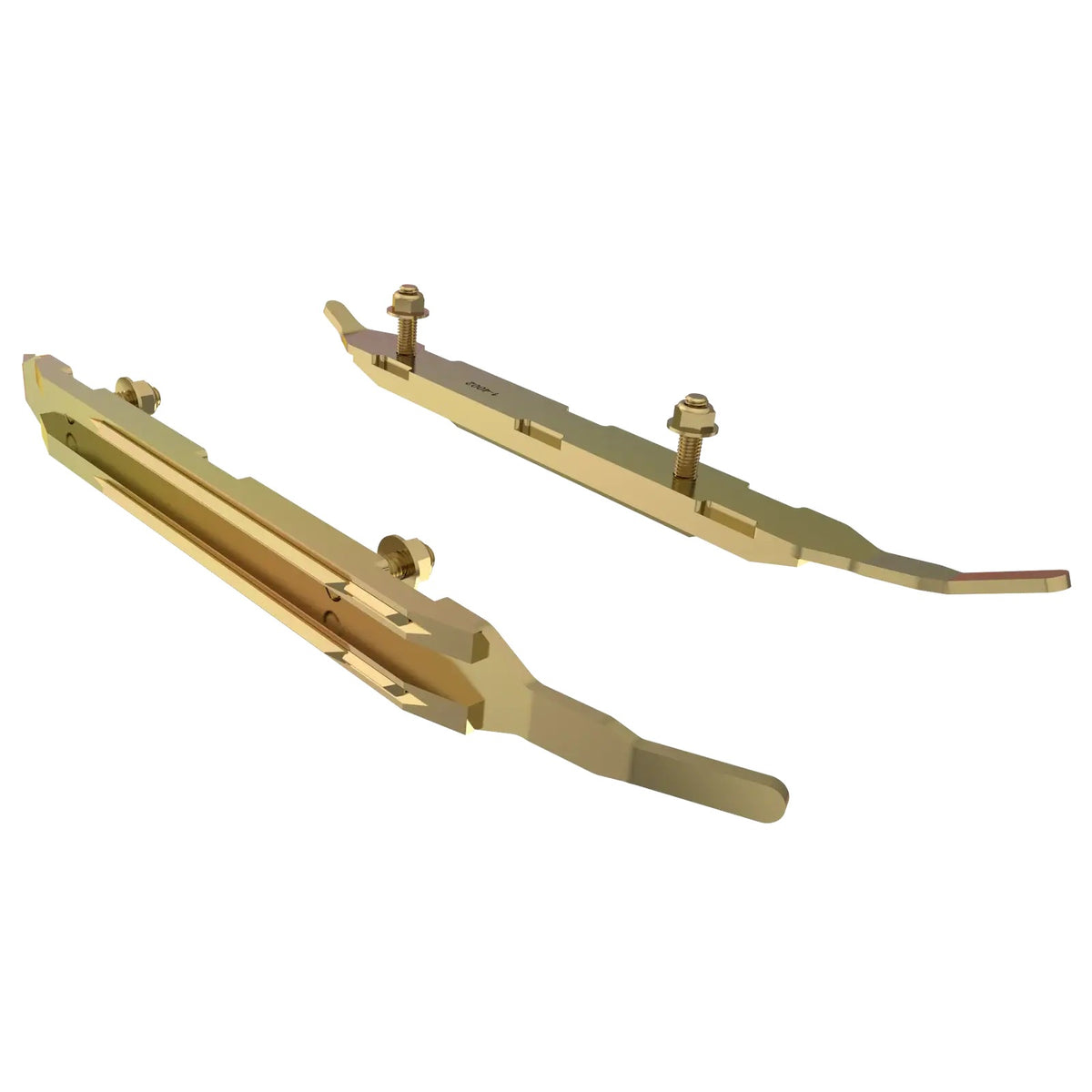 Qualipieces Mission dual carbide runners gold pair with mounting bolts for Polaris Pro Steer ski