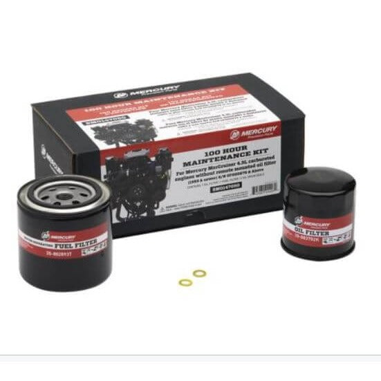 Mercury Marine 100 Hour Maintenance Kit 4.3L carb engines fuel filter oil filter gaskets 8M0147050