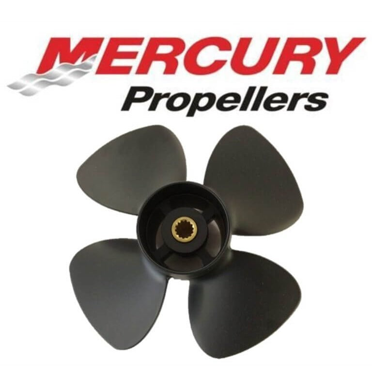 Mercury Marine Black Max 4-Blade Kicker Aluminum Propeller, 10" X 7", Right Hand Rotation - 812950A10