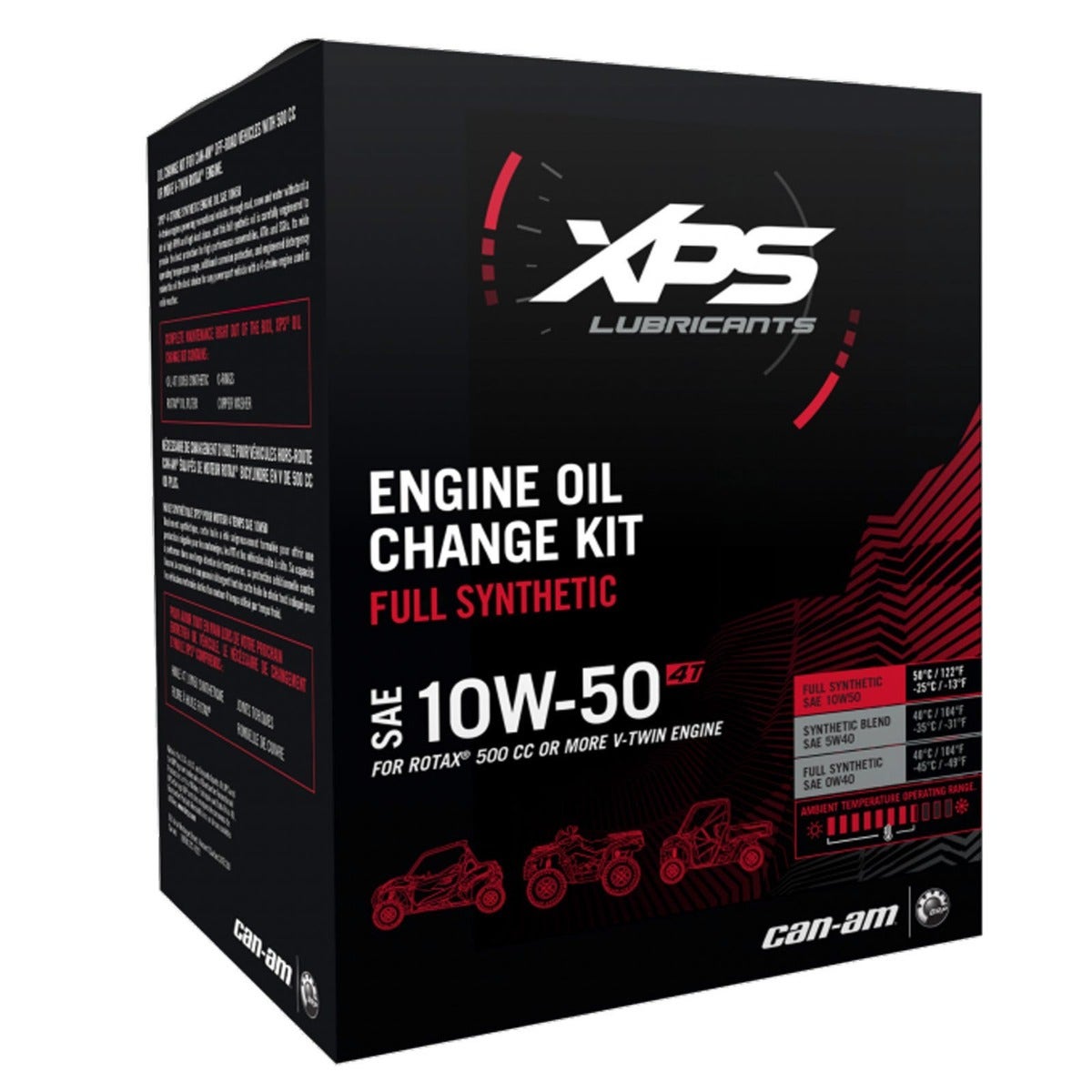 Can-Am XPS 4T 10W-50 full synthetic oil change kit box for Rotax V-Twin engines