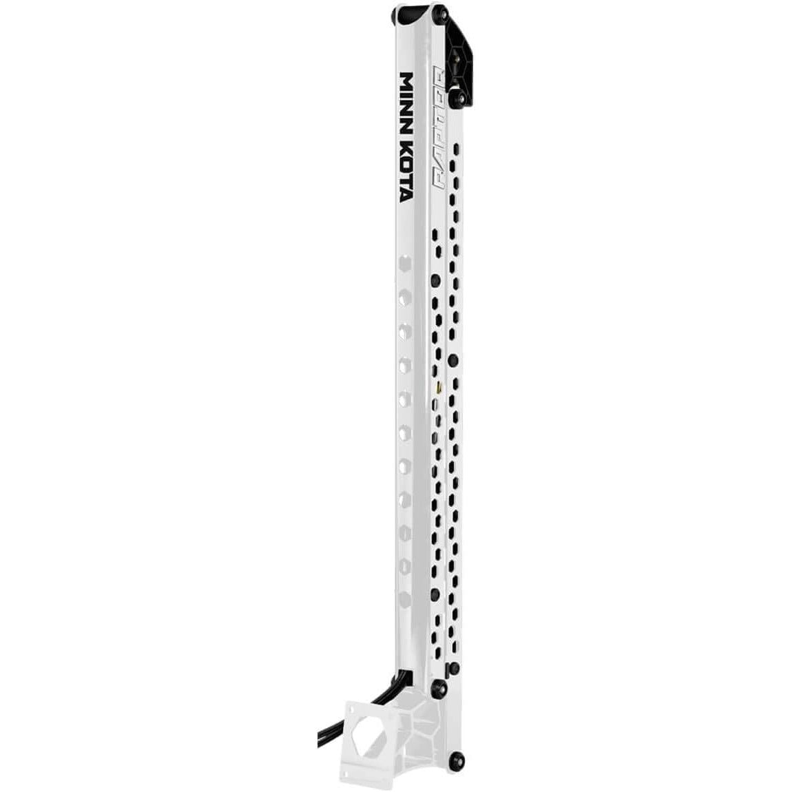Minn Kota Raptor 8ft shallow water anchor white shaft side view with mounting bracket