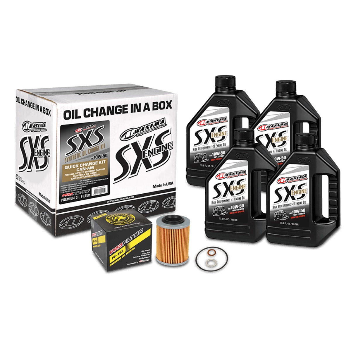 Maxima Racing Oils SXS Full Synthetic 10W-50 Can-am Quick Oil Change Kit for 2016+ Can-Am Maverick X3 Turbo/Non Turbo, 90-219013-CA | CLEARANCE