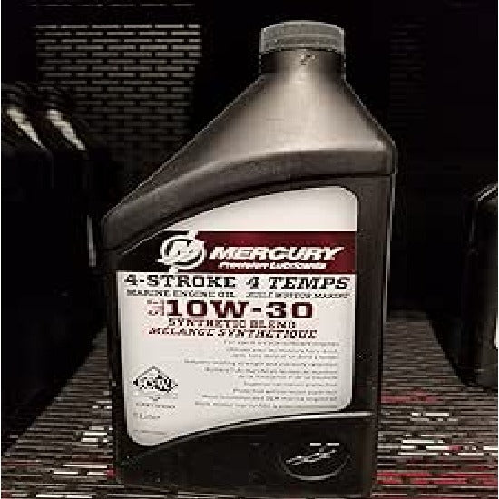 Huile moteur 4 temps Mercury Marine 10W-30 mélange synthétique 1 litre - Protection et performance des moteurs hors-bord, 8M0149203