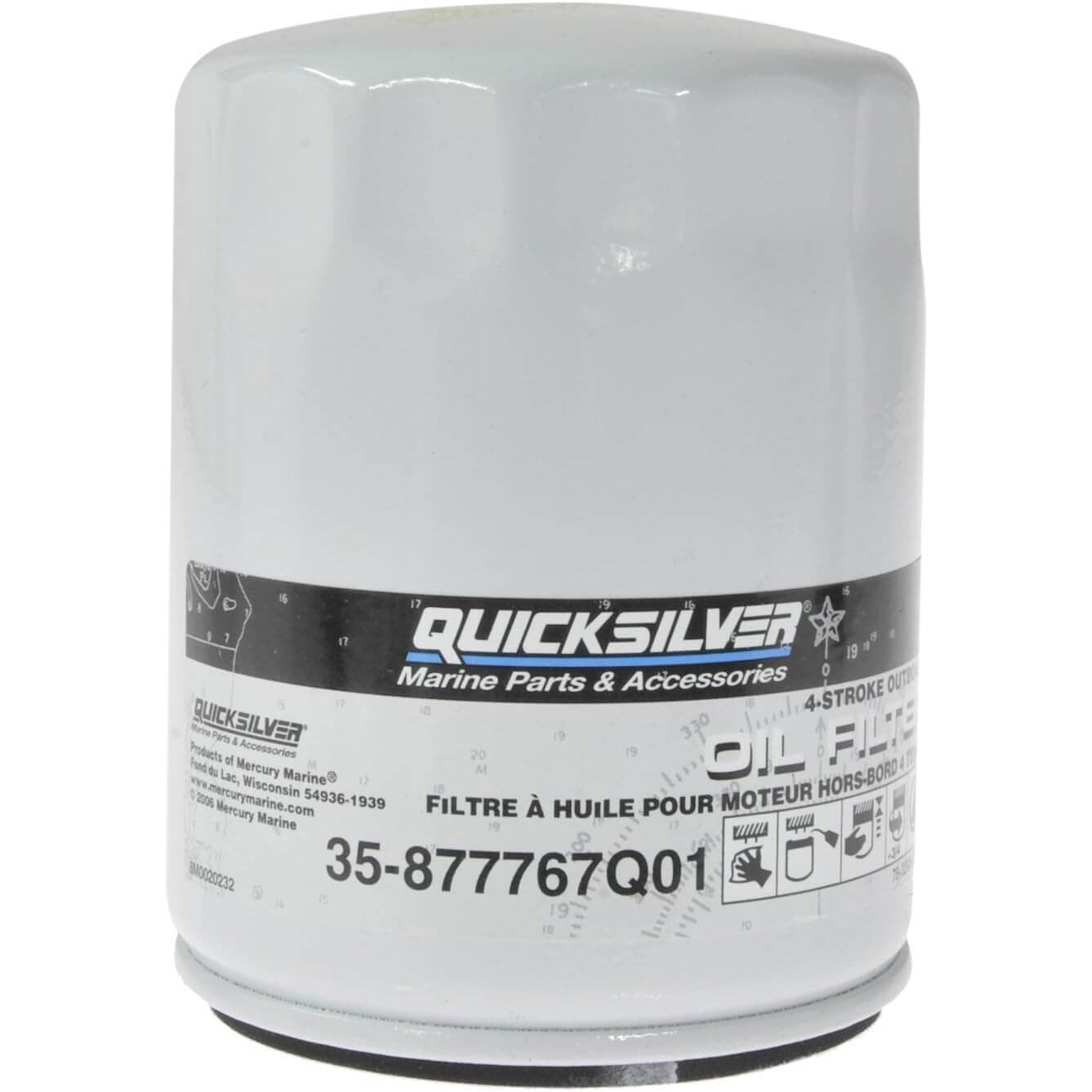 Filtre à huile Quicksilver Mercury Verado 4 cylindres en ligne 135-200 CV hors-bord - 877767Q01