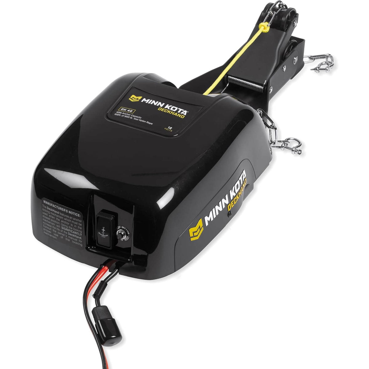 Minn Kota DeckHand DH 40 electric anchor winch black 12V motor with rope and mounting bracket