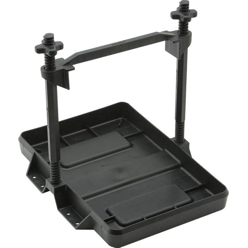 Attwood black plastic adjustable battery tray with hold-down bracket, Group 24 series #9097-5